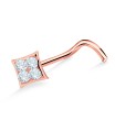 Stone Square Shaped Silver Curved Nose Stud NSKB-623